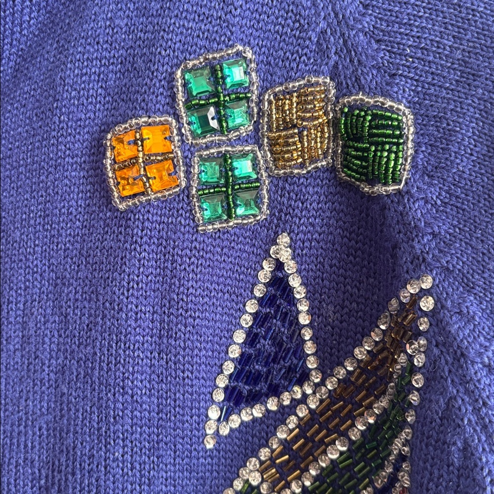 Vintage Principles Women’s beaded Blue/purple Cardigan size L Granmacore - Picture 5 of 7